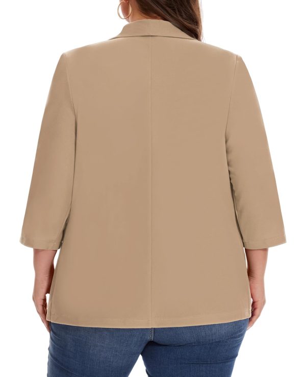 Plus Size Blazers for Women Casual Work Office 3/4 Sleeve Open Front Cardigan Suit Jacket Blazer with Pockets