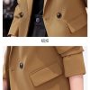Women 2 Button Office Long Sleeve Solid Coats Turn Down Collar Vintage Jacket Loose Blazer