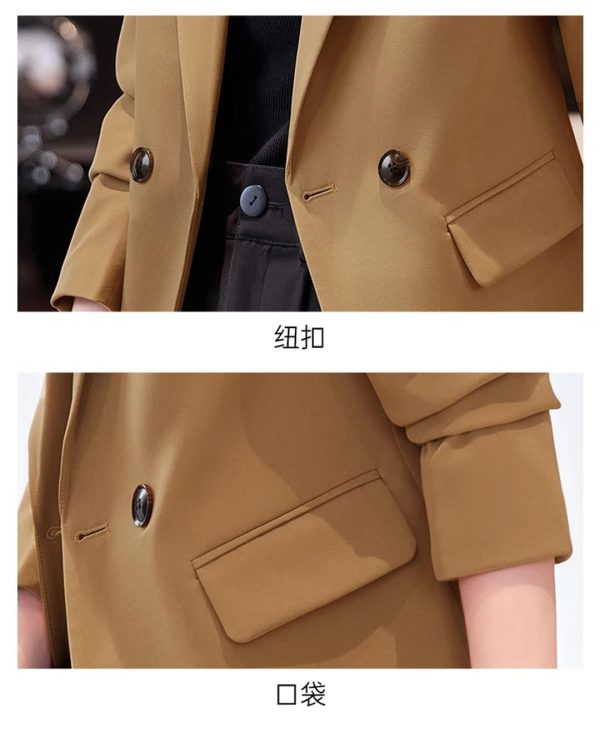 Women 2 Button Office Long Sleeve Solid Coats Turn Down Collar Vintage Jacket Loose Blazer