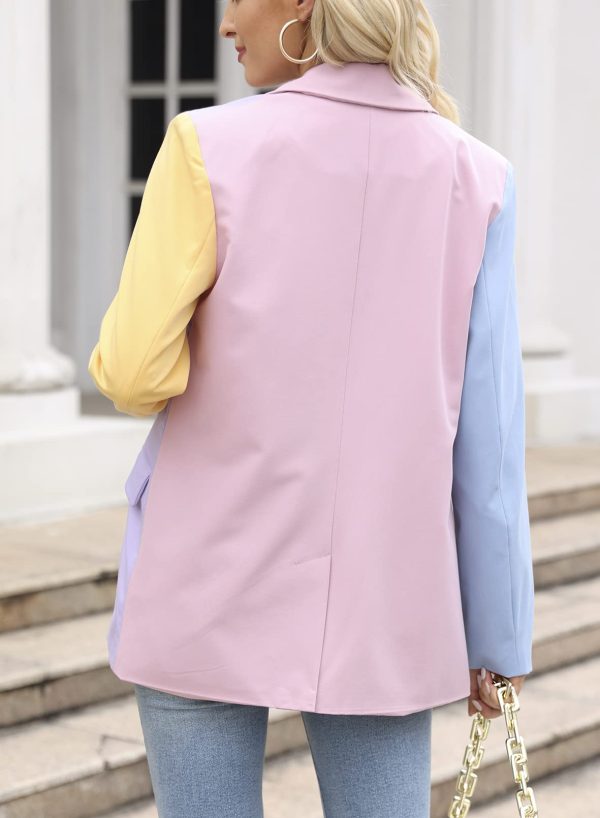 Womens Casual Blazer Button Lapel Long Sleeve Work Business Fashion Blazers Jackets Outfits with Pockets