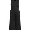Plus Size Jumpsuits For Curvy Women Crew Neck Sleeveless Elegant Wide Leg Jumpsuits Dressy Casual Summer Outfits
