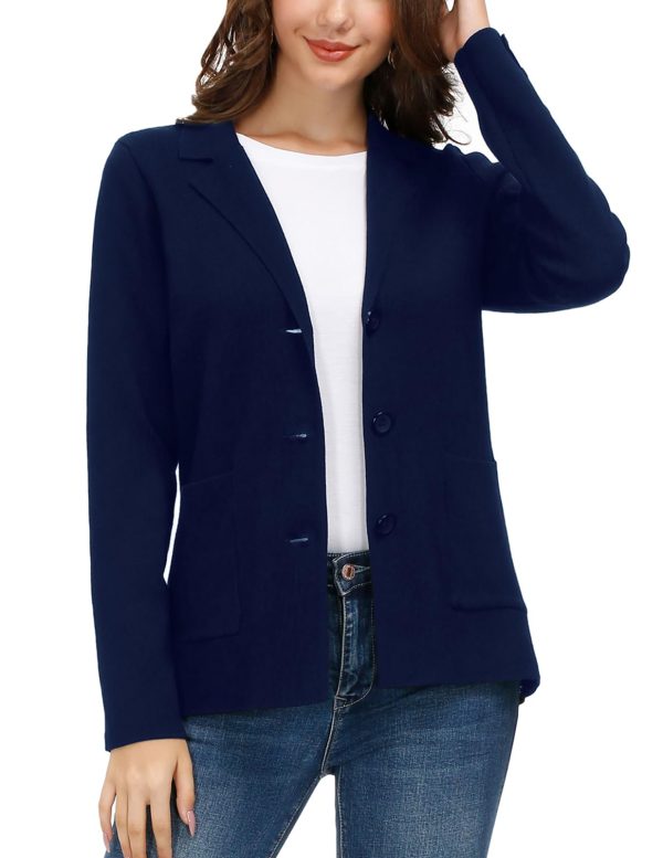 Women's Long Sleeve Casual Blazer Work Office Bussiness Jacket with Pocket