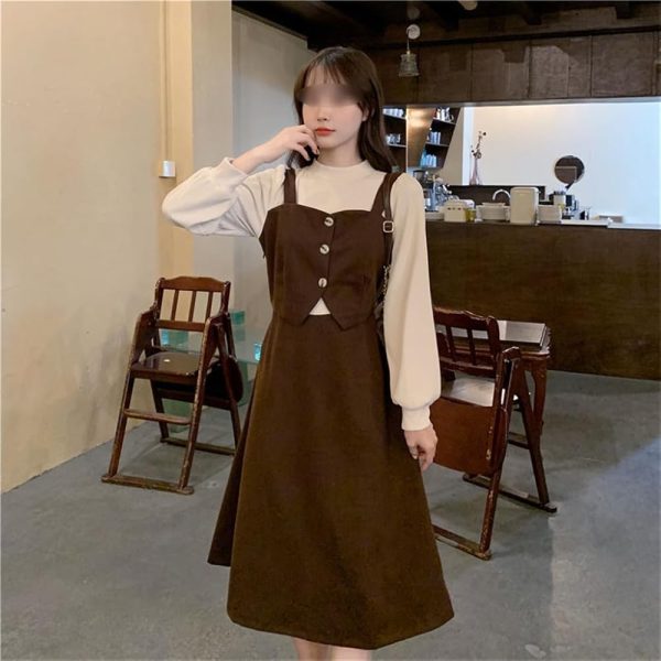 Korean Long Sleeve False Three Piece Suit Dress Slimming Spliced Skirt Women's Elegant Office Dress