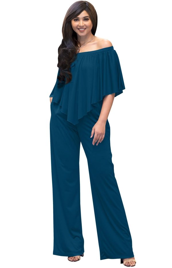 Womens Long Pant Strapless Off Shoulder Pocket One Piece Jumpsuit Outfit