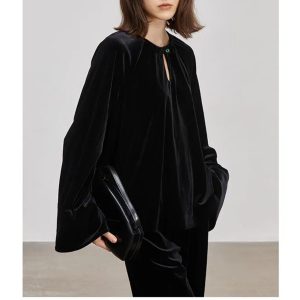 Plus Size Women's Velvet Set - Pullover Top & Wide Leg Pants Relaxed Comfort Fit