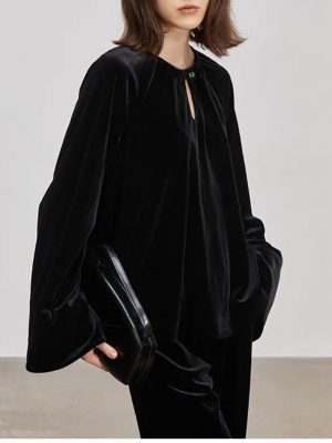 Plus Size Women's Velvet Set - Pullover Top & Wide Leg Pants Relaxed Comfort Fit