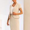 Women's Business Skirt Suit Set Work Office Short Sleeve Blazer Jacket Pencil Skirt