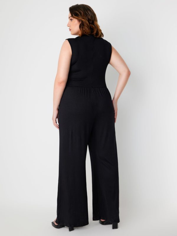 Plus Size Jumpsuits For Curvy Women Crew Neck Sleeveless Elegant Wide Leg Jumpsuits Dressy Casual Summer Outfits