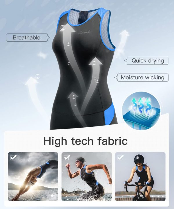 Women's Triathlon Suit One-Piece Sleeveless Tri Suit Padded Quick-Dry Slimming for Running Swimming Cycling