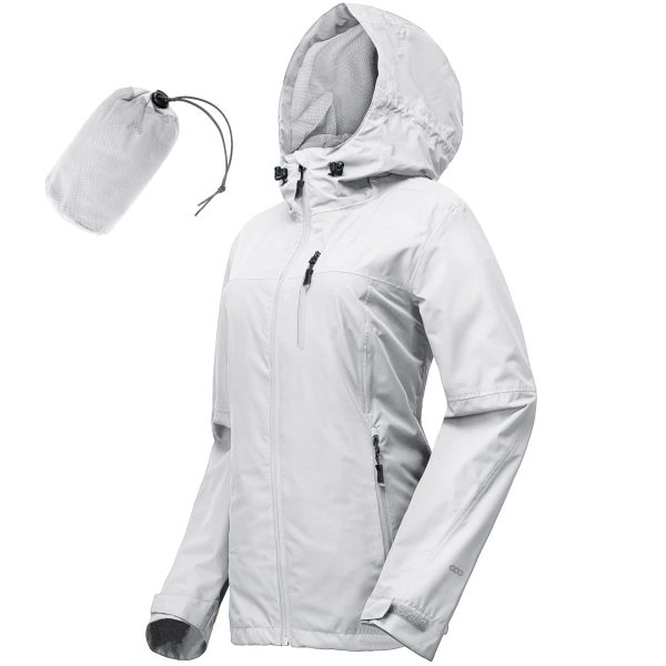 Packable Rain Jacket Women Lightweight Waterproof Raincoat with Hood Cycling Bike Jacket Windbreaker