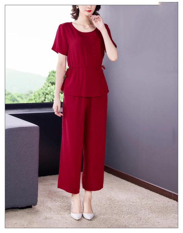 Women's Cotton Sleep Set - T-Shirt & Trousers Breathable Pajama Soft Feel