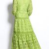 Women Summer Hollow Out Lace Dress Streetwear Long Sleeve Office Party Dress