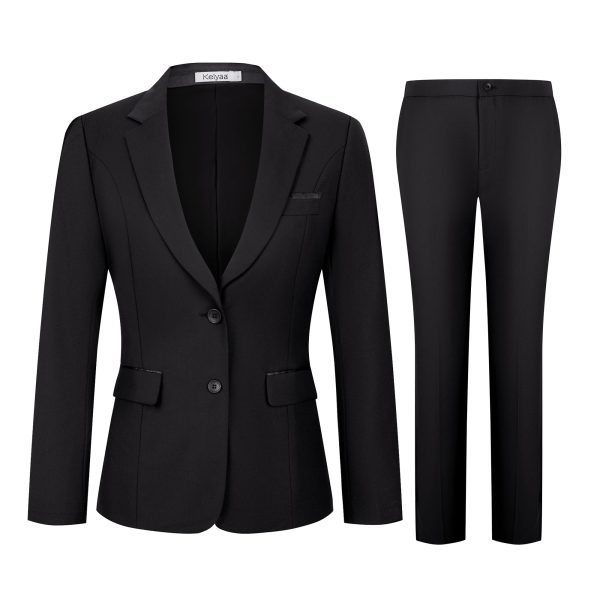 Women's 2 Piece Suit Lady 2 Button Business Work Office Slim Fit Blazer Jacket Pants Set