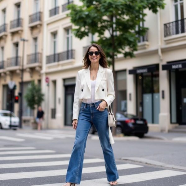 Womens Cropped Blazer Business Casual Lightweight Long Sleeve Suit Jacket Work Office Blazer for Women