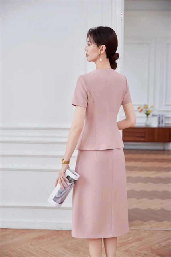 Women's Two-Piece Short-Sleeved Blazer Long Skirt Showing Elegant Temperament