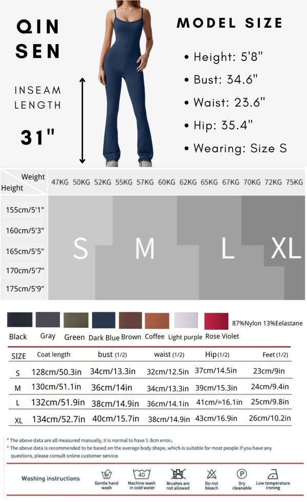 Flare Jumpsuits for Women Spaghetti Straps Scoop Neck Bodycon Full Length Casual Unitard Playsuit
