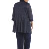 Women's Plus Size Two Piece Metalic Rib Pant Set Missy