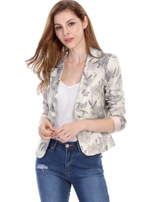 Women's Open Front Office Work Business Casual Lightweight Summer Crop Suit Blazer