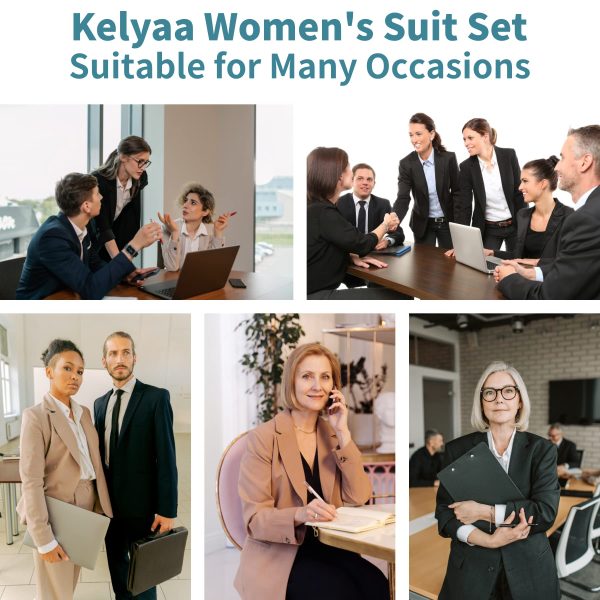Women's 2 Piece Suit Lady 2 Button Business Work Office Slim Fit Blazer Jacket Pants Set