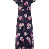 womens Floral Print Metallic Jumpsuit