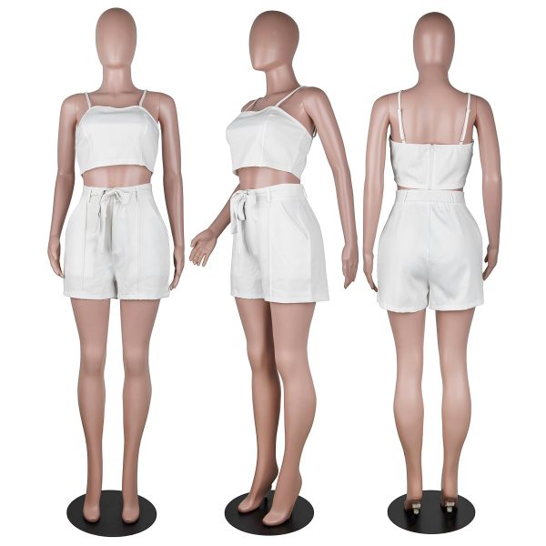 Women Sexy Bussiness Outfits 3 Piece Open Front Button Blazers + Crop Tops + Belted Shorts Set Jumpsuits