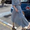 Women's Linen Set - Navy Shirt Dress & Skirt Versatile Travel Ensemble