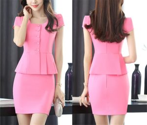 Plus Size Women’S Pink Professional Suit 2-Piece Set Summer Business Office Wear Stretch Fabric Slim Fit Blazer Outfit