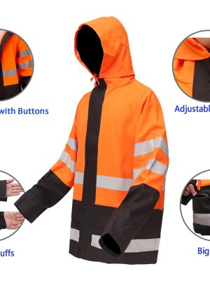 Waterproof Rain Suits for Men & Women, Hi-Vis Rain Jacket & Bib Overalls, Heavy Duty Rain Gear Outdoor Activities.
