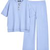 Lounge Sets for Women 2 Piece Casual Outfits Matching Sets Short Sleeve Cozy knit Tops and Elastic Waisted Pants