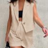 2 Piece Sets for Women Summer Outfits Business Casual Vest and Shorts Set Lightweight Sleeveless Matching Clothes