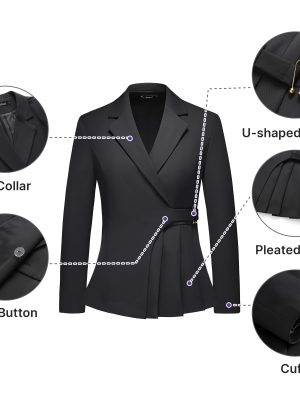 Women's Pants Suit Solid Jacket 2 Piece Set Irregular Blazer Suit Business Casual