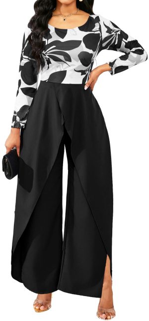 Casua Jumpsuit for Women Sexy Hight Waist Straight Long Pants Wide Leg Pants Womens One Piece Outfits