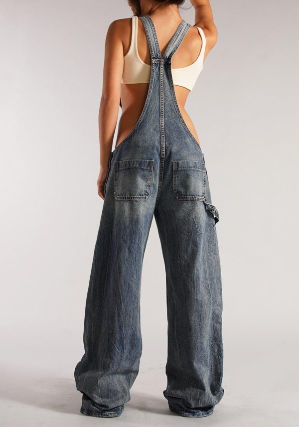 Womens Denim Overalls Loose Fit Wide Leg Baggy Jeans Overalls Y2k 2025 Denim Jumpsuit