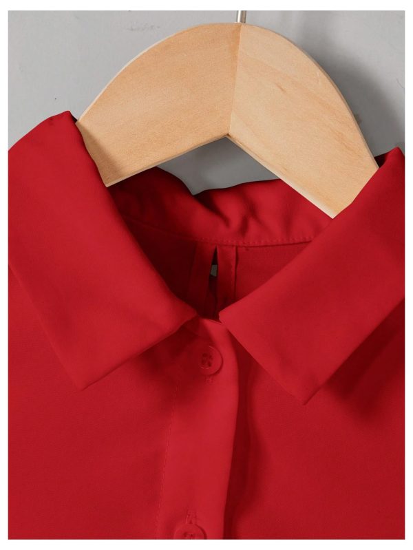 Women's Bow Back Blouse Collar Neck Button Down Vest Sleeveless Asymmetrical Split Blouse Top Tank