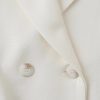 Women's Elegant Romantic Short Sleeve Blazer Skirt Set Lapel Buttoned Suit Pleated Skirt Set