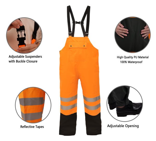 Waterproof Rain Suits for Men & Women, Hi-Vis Rain Jacket & Bib Overalls, Heavy Duty Rain Gear Outdoor Activities.