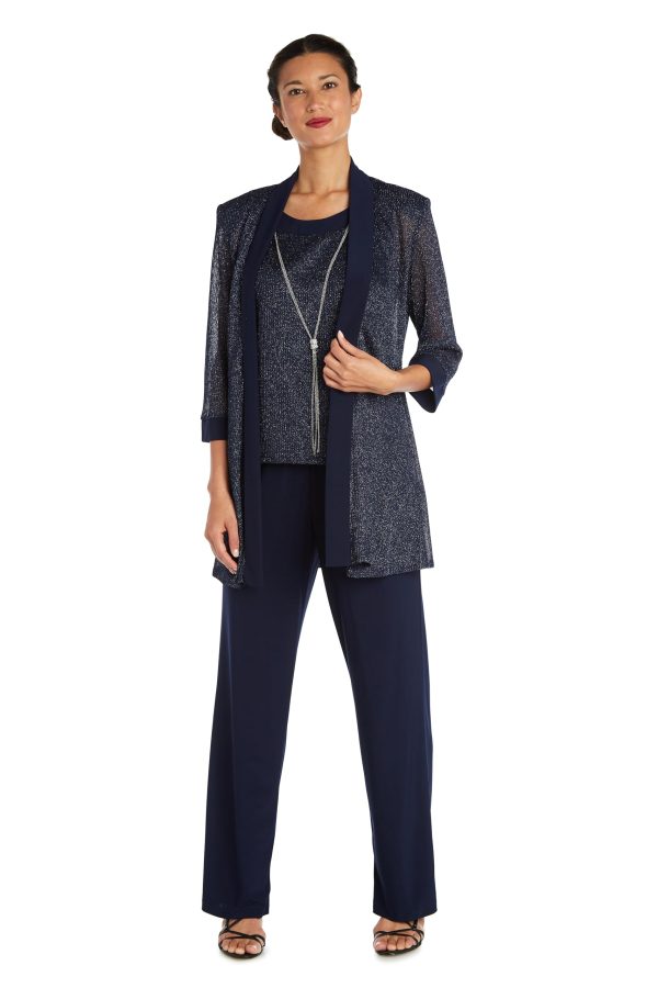 Women's Plus Size Two Piece Metalic Rib Pant Set Missy