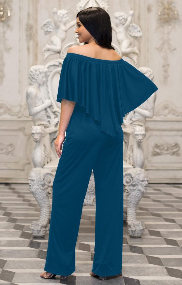 Womens Long Pant Strapless Off Shoulder Pocket One Piece Jumpsuit Outfit