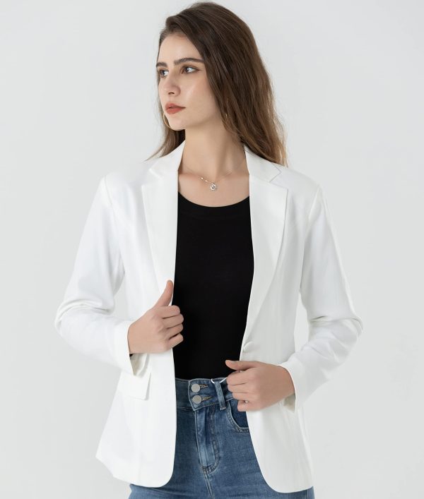 Womens One Button Blazer Lightweight Office Work Suit Jacket