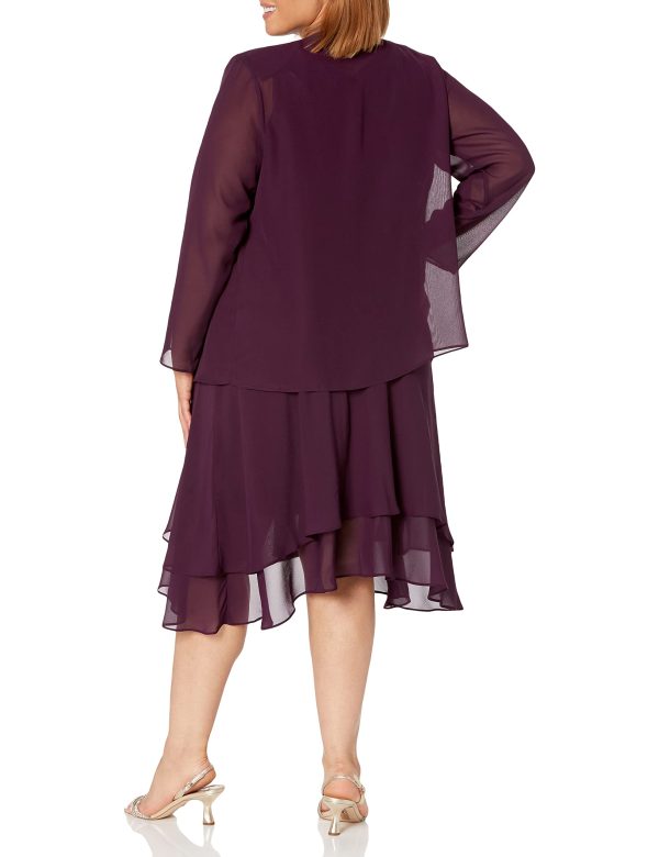 Women's Plus Size Embellished Tiered Mother of The Bride Gown with Jacket, Wedding Guest, Formal Event Dress