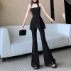 Women's Lace Trim Set - V-Neck Halter Top & Draped Pants