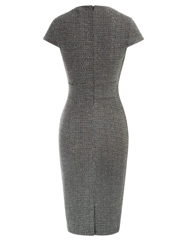 Women's Gorgeous Pencil Dress Cap Sleeve Tweed Pencil Dress for Work