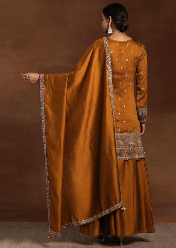 Women's Silk Blend Embroidery Anarkali Kurta Pant Set with Dupatta Salwar Suit Set for Women