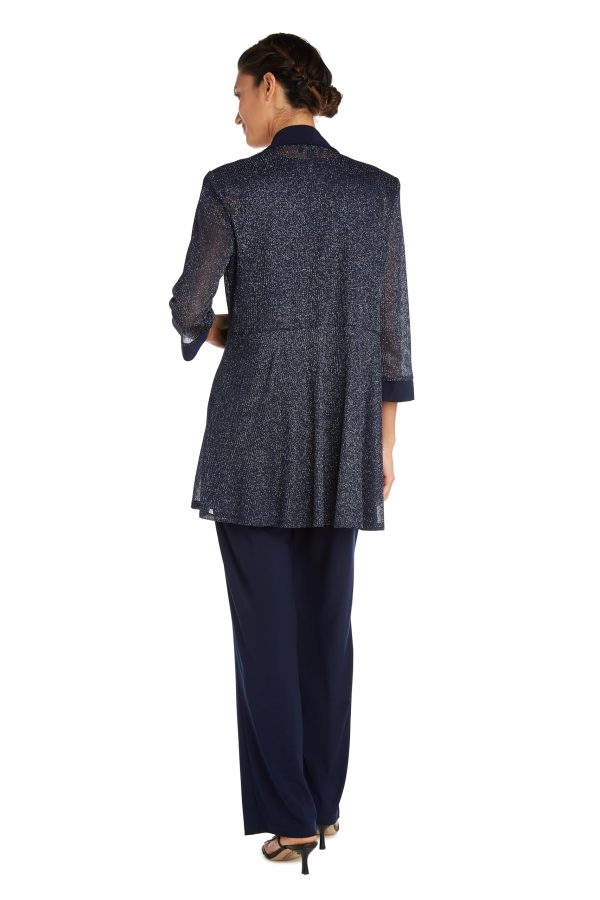 Women's Plus Size Two Piece Metalic Rib Pant Set Missy
