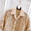 Women’S Embroidered Lace Jacket with Pleated Skirt Set Summer Holiday Wear Hollow Out Design Two Piece Outfit