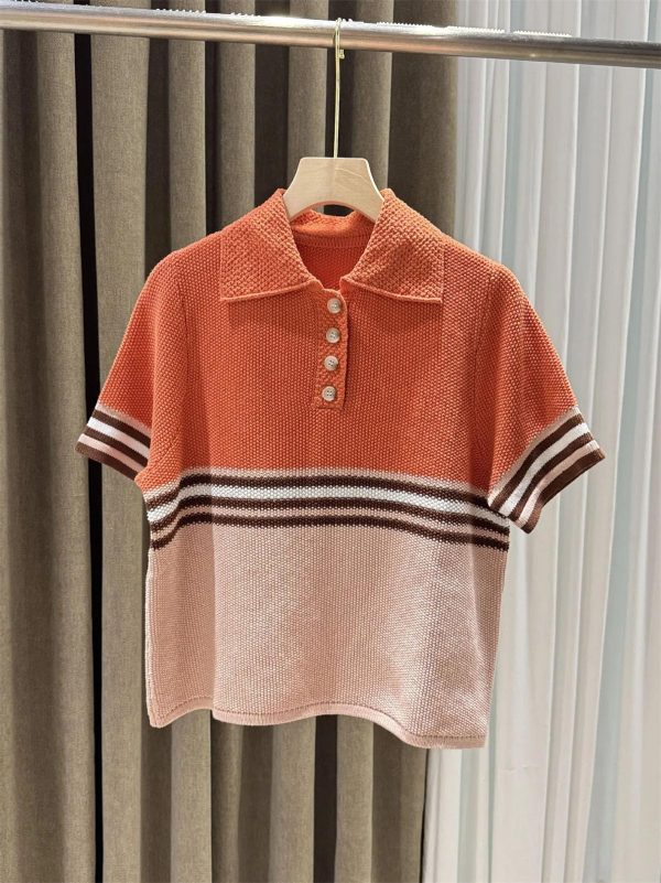 Women's Cotton Casual Set - Colorblock Knit Polo & Shorts