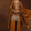 Women's Silk Blend Embroidery Anarkali Kurta Pant Set with Dupatta Salwar Suit Set for Women