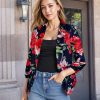 Women's Casual Work Office Blazer Jacket Open Front Shawl with 3/4 Scrunch Sleeves