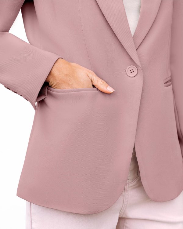 Dressy Blazers for Women Button Long Sleeve Lapel Business Casual Outfits Office Work Suit Blazer with Pockets