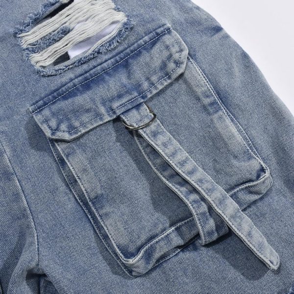 Denim Jumpsuit for Women Halter Wide Leg Ripped Jean Jumpsuits for Women with Belt Casual Denim Romper